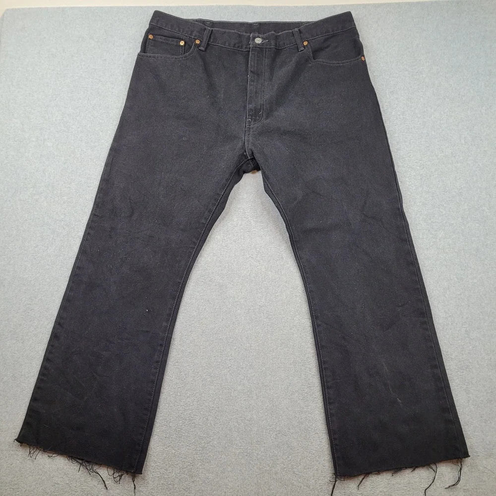 Levi's 517 Bootcut Jeans Mens 40x29 Black Raw Hem Denim‎ Pants